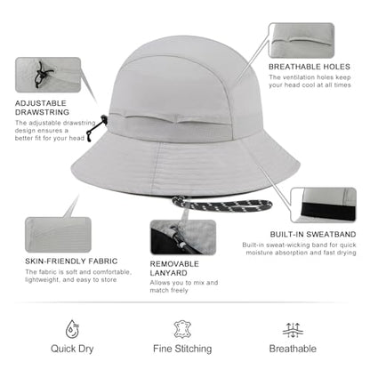VOBOOM Women Lightweight Unstructured Bucket Sun Hat - color: Light Grey