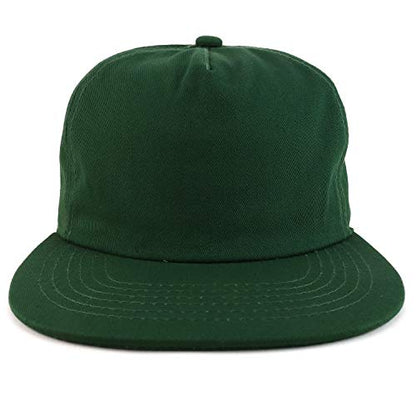 Trendy Apparel Shop Plain Unstructured 5 Panel Flat Bill Snapback Baseball Cap - color: Hunter