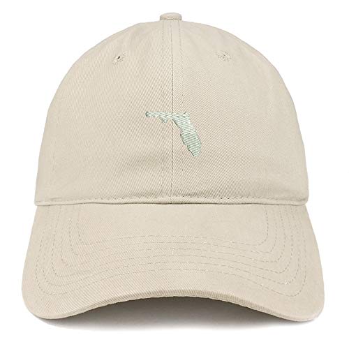 Trendy Apparel Shop Florida State Map Embroidered Soft Crown 100% Brushed Cotton Cap - color: Stone