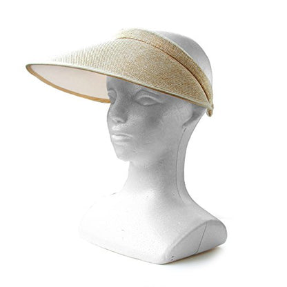 PRO.FASHION Women's Summer Sun UV Protection Visor Wide Brim Clip on Beach Pool Golf Cap Hat-Polyester - color: Brown-light Brown