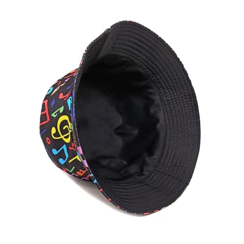 Summer Bucket hat, Love Pattern Sun hat, Packable Fisherman Outdoor Travel Hiking Beach Cap, one Size - color: Musical Notes