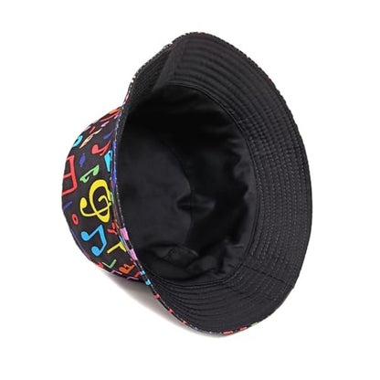 Summer Bucket hat, Love Pattern Sun hat, Packable Fisherman Outdoor Travel Hiking Beach Cap, one Size - color: Musical Notes