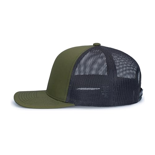 Pacific Headwear Contrast Stitch Trucker Snapback - color: Moss/Light Charcoal/Moss