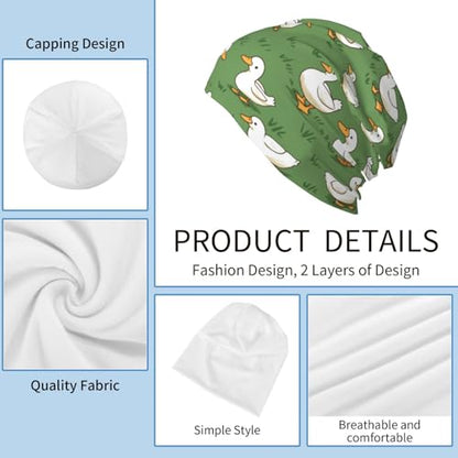 Beanie Hat for Men Women Slouchy Beanie Skull Sleep Cap Soft Lightweight Chemo Hat Stretch Cancer Headwear - color: Ducks