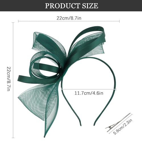 Dark Green Fascinators Hats for Women, Fascinator Headband Women's Tea Party Hat Derby Hats for Cocktail, Wedding, Fancy Dress Party, 1920s Accessories for Women - color: Green