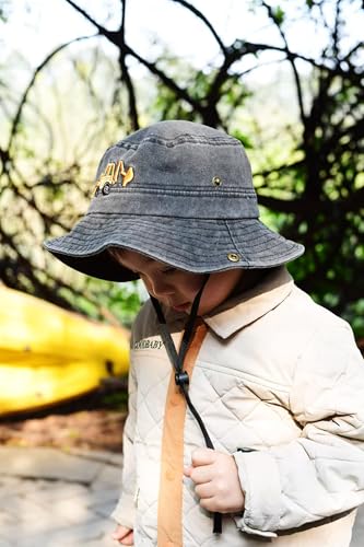 Safari Kids Sun Hat Bucket Boys Excavator Beach UPF 50+ Fishing Hat Toddler Girls Boonie Cap for 2-8T - color: Black