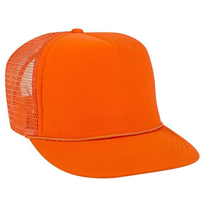 OTTO Polyester Foam Front Youth 5 Panel High Crown Trucker Hat - color: Orange