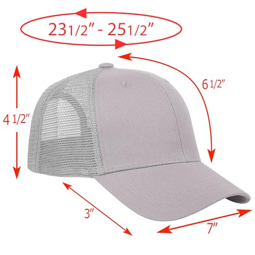 Falari Trucker Hat Baseball Cap Structured Plain Design 6 Panel, Adjustable Size - color: 1pk Light Gray