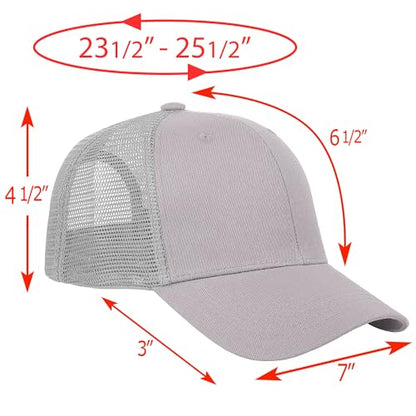 Falari Trucker Hat Baseball Cap Structured Plain Design 6 Panel, Adjustable Size - color: 1pk Light Gray