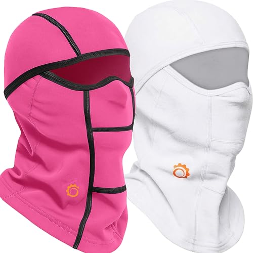 GearTOP Balaclava Ski Mask for Men and Women, Winter Motorcycle Face Mask - color: Pink & White