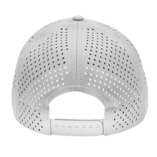Gilbert Performance 5‑Panel Snapback Hat – Adjustable Flat Bill Cap, Breathable Mesh, Water‑Repellent Fabric, Unisex - color: Light Grey
