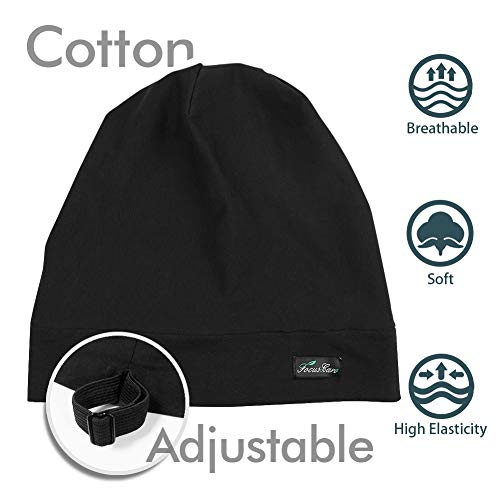 FocusCare Satin Lined Sleep Slouchy Cap Curly Girl Slap Headwear Gifts for Frizzy Hair Women - color: Pure Black