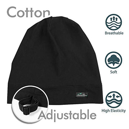 FocusCare Satin Lined Sleep Slouchy Cap Curly Girl Slap Headwear Gifts for Frizzy Hair Women - color: Pure Black