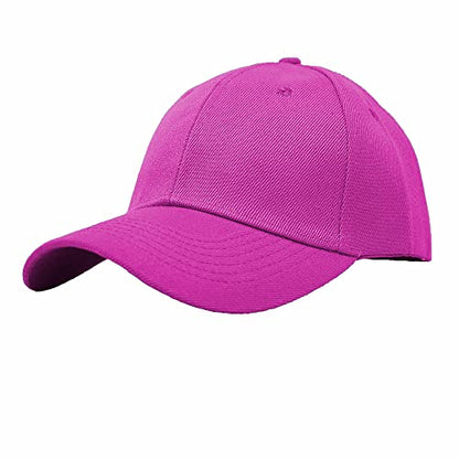 Glory Max Plain Baseball Cap Hook & Loop Strap Adjustable Solid Blank Curved Visor Hat - color: Hot Pink