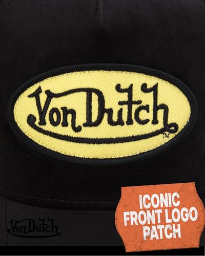 Von Dutch Unisex Velvet Trucker Hat, Curved Bill, Mesh Back, Snapback - color: Black