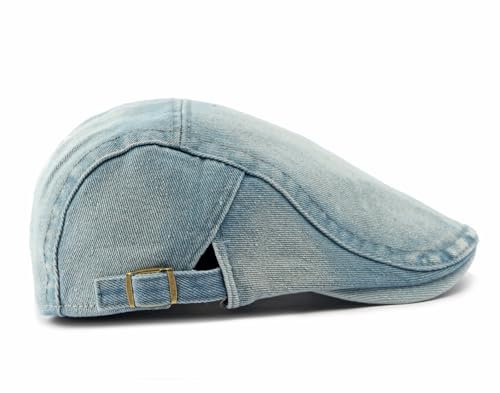 Cotton Newsboy Cap,Breathable Ivy Gatsby Cabbie Beret Hat for Men's Women Driving Hunting Golf - color: Denim Light Blue