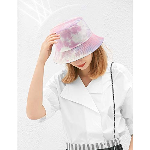 Unisex Bucket Hat Beach Sun Hat Aesthetic Fishing Hat for Men Women Teens, Reversible Double-Side-Wear - color: Mixed Pink Purple Tie-dye
