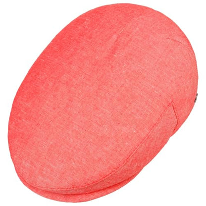 Lierys Inglese Linen Flat Cap Newsboy Linen Cotton Made in Italy Men Spring Summer Red - color: Red, size: 7 1/8