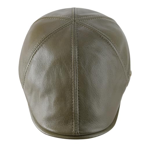 VOBOOM Leather Ivy Newsboy Caps 6 Panel Cabbie Beret Hat - color: Army Green, size: 7 1/4