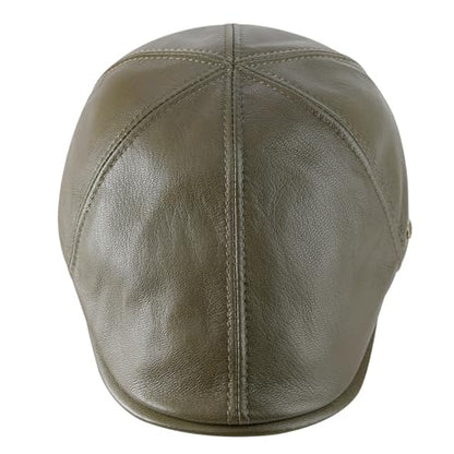 VOBOOM Leather Ivy Newsboy Caps 6 Panel Cabbie Beret Hat - color: Army Green, size: 7 1/2