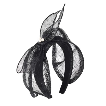 Women's Fascinators Hats Wedding Sinamay Headband Church Cocktail Dresses Headwear Tea Party Hat Accessories - color: A Black