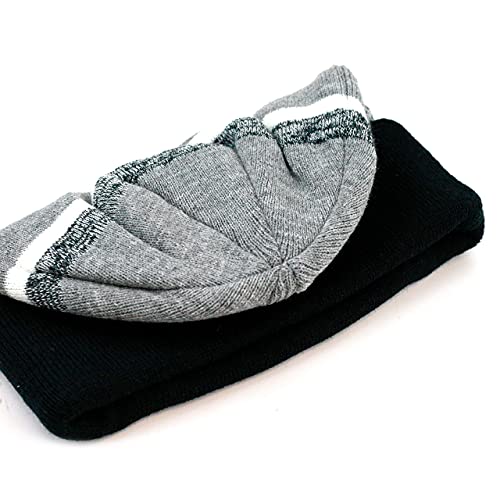Winter Knit Beanie Hat with Pom Pom – Warm Cuffed Slouch Ski Cap for Men & Women - color: 2.black and Gray