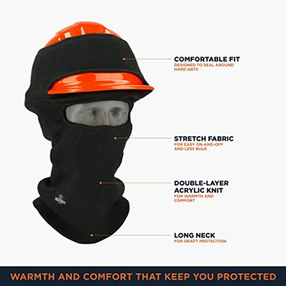 RefrigiWear Hard Hat Balaclava – 2-Layer Long Neck Face Mask for Cold Weather Work