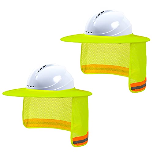 Hard Hat Sun Shade, High Vis Sun Visor Shade Full Brim, Yellow, 2PCS - color: 2 Packs Yellow