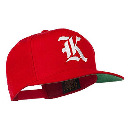Old English K Embroidered Flat Bill Cap - color: Red