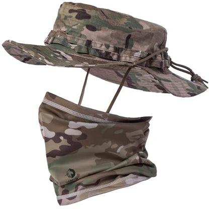 Camo Boonie Sun Hat with Face Mask UV Protection Fishing Hat Bucket Hat for Hunting Hiking Military Tactical Safari - color: Camo Cp All