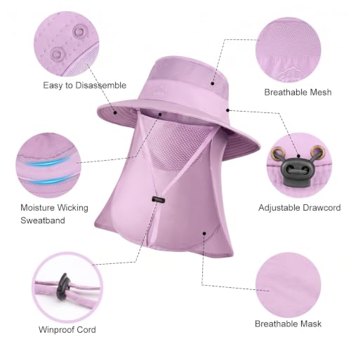 Sun Hats for Men Women UPF 50+ Waterproof Bucket Hat - color: Purple
