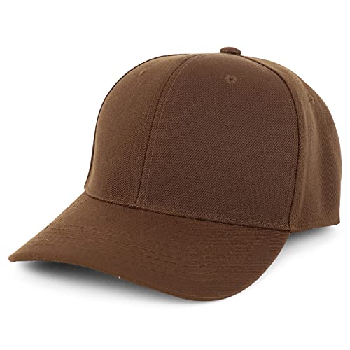 Trendy Apparel Shop Big Size Oversized Plain Structured Fitted Baseball Cap - color: Brown, size: 8