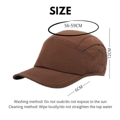 5 Panel Hat, Quick Dry Baseball Cap, Drawstring Elastic Sport Cap for Running, Fishing - color: Dark Green