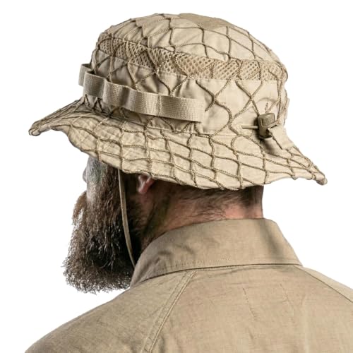 CQR Men's Tactical Boonie Hat, Breathable Packable Sun Hat for Hunting, Hiking, Fishing, Shooting, and Outdoor Activities - color: Recon Alamo Khaki, size: Small-Medium
