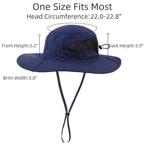 Connectyle Women's UPF 50+ Sun Hat UV Protection Wide Brim Bucket Hat Summer Beach Hats Fishing Hiking Outdoor Safari Hats - color: Navy Blue