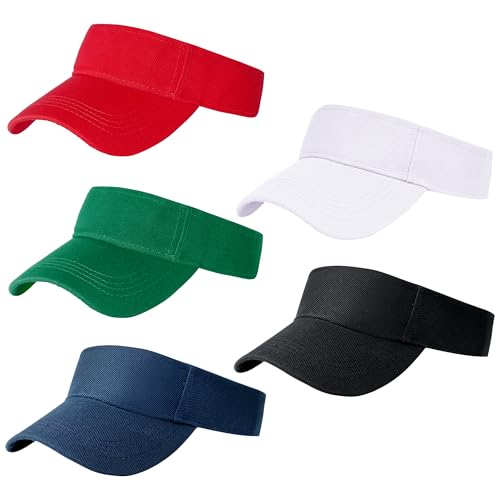Rbenxia 5 PCS Adjustable Sport Visors Sun Visor Hats Cap Visors Women Men - color: Black, White, Red, Green, Navy Blue, size: One Size