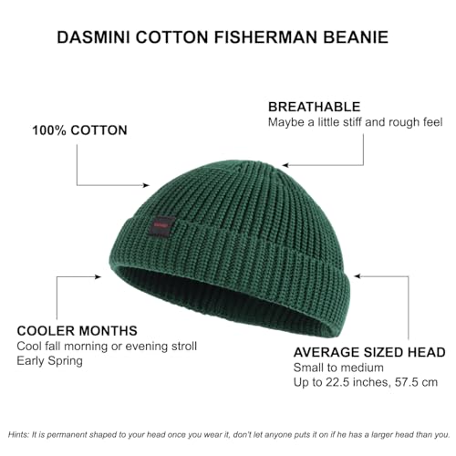 Fisherman Beanie Hats for Men Women,Knit Trawler Skull Cap,Watch Cap,Spring Fall Winter Warm Short Hats - color: (Cotton)-bottle Green-m