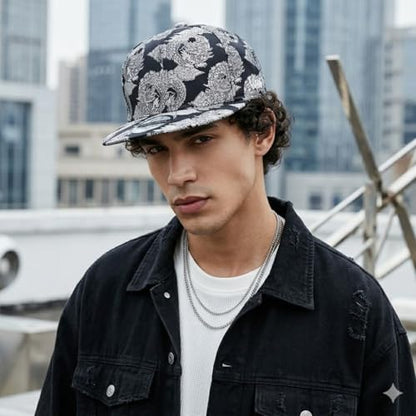 Japanese Kimono Baseball Cap for Men, Snapback Flat Brim Hat - color: 017, size: Medium-Large