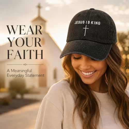 Man of God Husband Dad Embroidered Hat Camping Caps for Women - color: Jesus is King 2