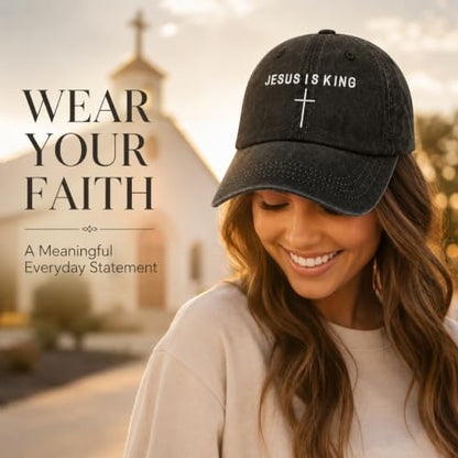 Man of God Husband Dad Embroidered Hat Camping Caps for Women - color: Jesus is King 2
