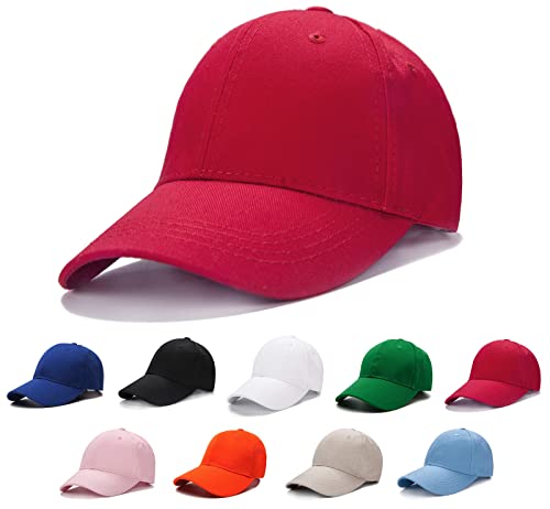 Edoneery Kids Baseball Hat, Adjustable Cotton Cap - color: Red, style: 3-8 Years