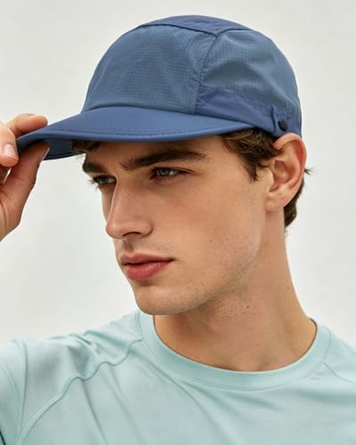 CLAPE Snapback 5 Panel Hat for Men Flat Bill Funny Trucker Hats Running - color: Wbqsg1-blue