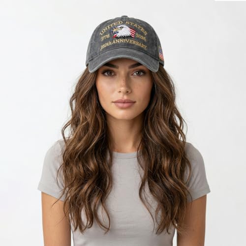USA 250th Anniversary Baseball Cap Patriotic Embroidered American Hat - color: 1-gray