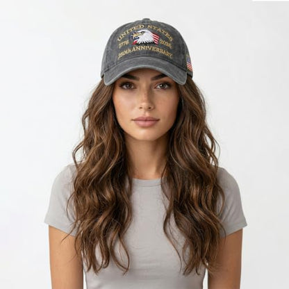 USA 250th Anniversary Baseball Cap Patriotic Embroidered American Hat - color: 1-gray