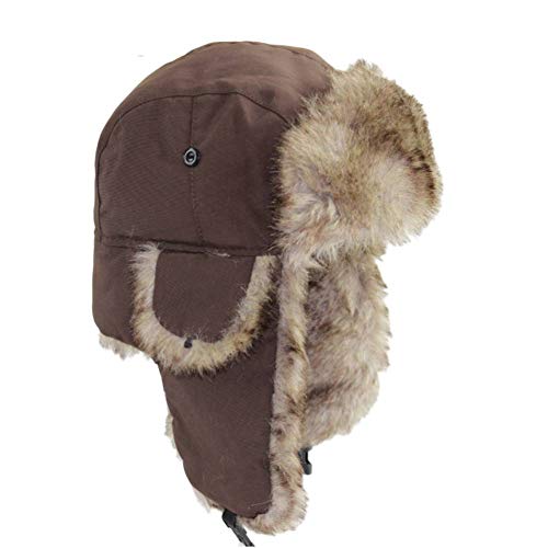 ASWER Trapper Warm Russian Trooper Hat Winter Skiing Cap Women Men Windproof - color: Coffee
