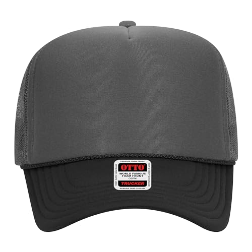 BROTHER TRUCKERS The World's Greatest Polyester Trucker Hat Blank in 73+ Colors - Wholesale Snapback Hat - color: Black/Ch. Grey/Ch. Grey