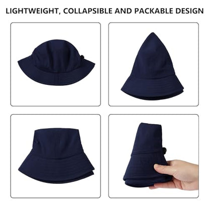 BASSDASH UPF50+ Fishing Bucket Hat for Men Women Lightweight Water Resistant Packable Outdoor Summer Sun Hats FH13 - color: Dark Blue
