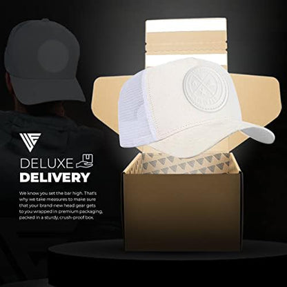 Urban Effort Trucker Hat for Men & Women, Mesh Back Baseball Cap, 5 Panel - color: White/White, style: Mesh Back