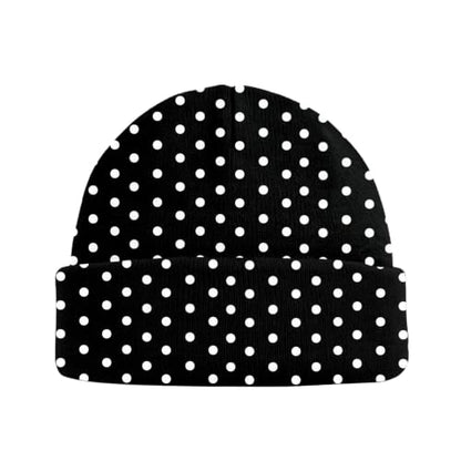Beanie Knit Hat Winter Unisex Cuffed Beanies Skull Cap Warm Double Layer Thick Acrylic Cute for Girls Women Men - color: Dot
