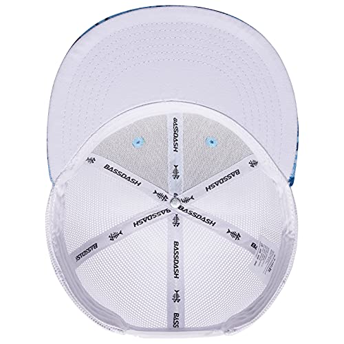 BASSDASH Flat Brim Trucker Cap Adjustable Snapback Hat Mesh Back for Men Women - color: Ocean Digital Camo